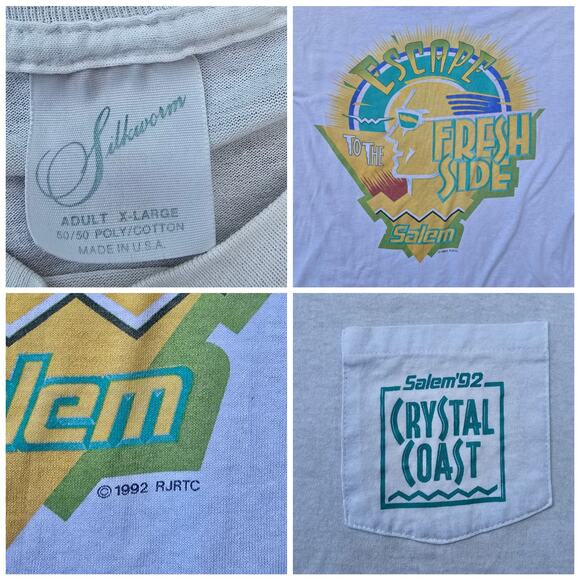 VTG Salem Cigarettes Tshirt RJ Reynolds Tobacco 1992 Silkworm Size XL Fresh Side - Picture 4 of 10